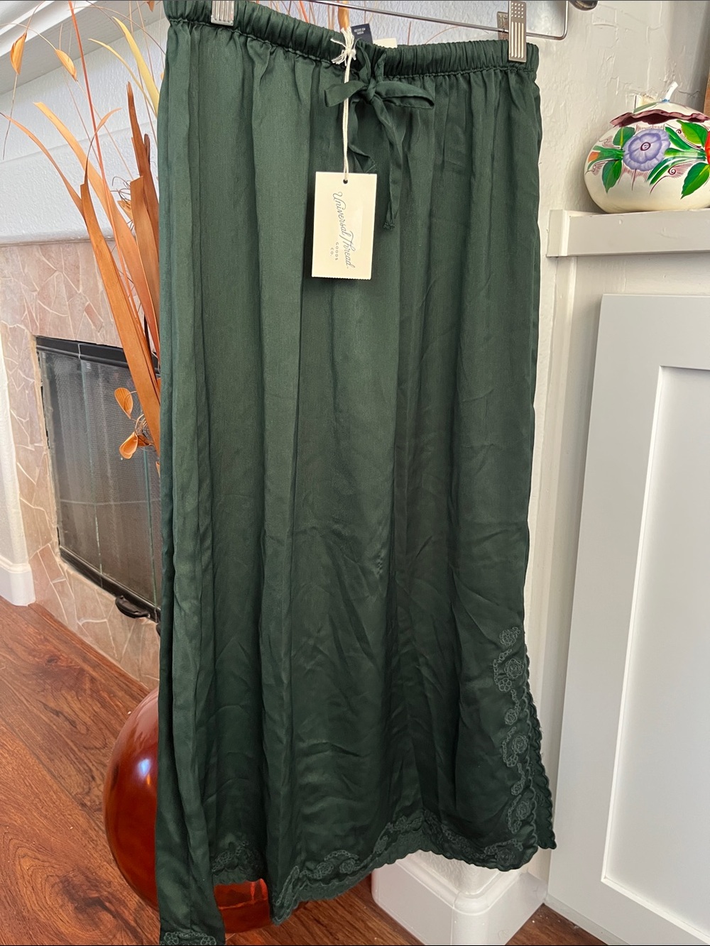 Universal Thread Dark Green Lace-Hem Maxi Skirt